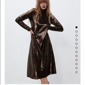 Zara brown sequin dress size M